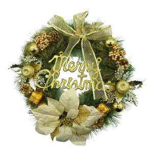 Coronita de Craciun pentru usa, Verde-Auriu, 40 cm, PVC, Artificiala, Decorata, Interior/Exterior, Flippy-0