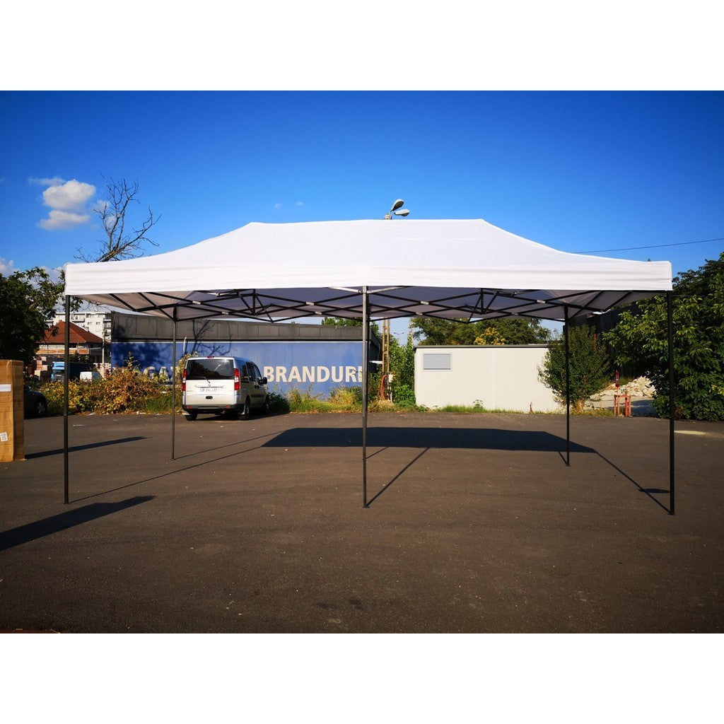 Cort Pavilion 3x6m Alb Pliabil Cadru Metal pentru Curte, Gradina, Evenimente-3