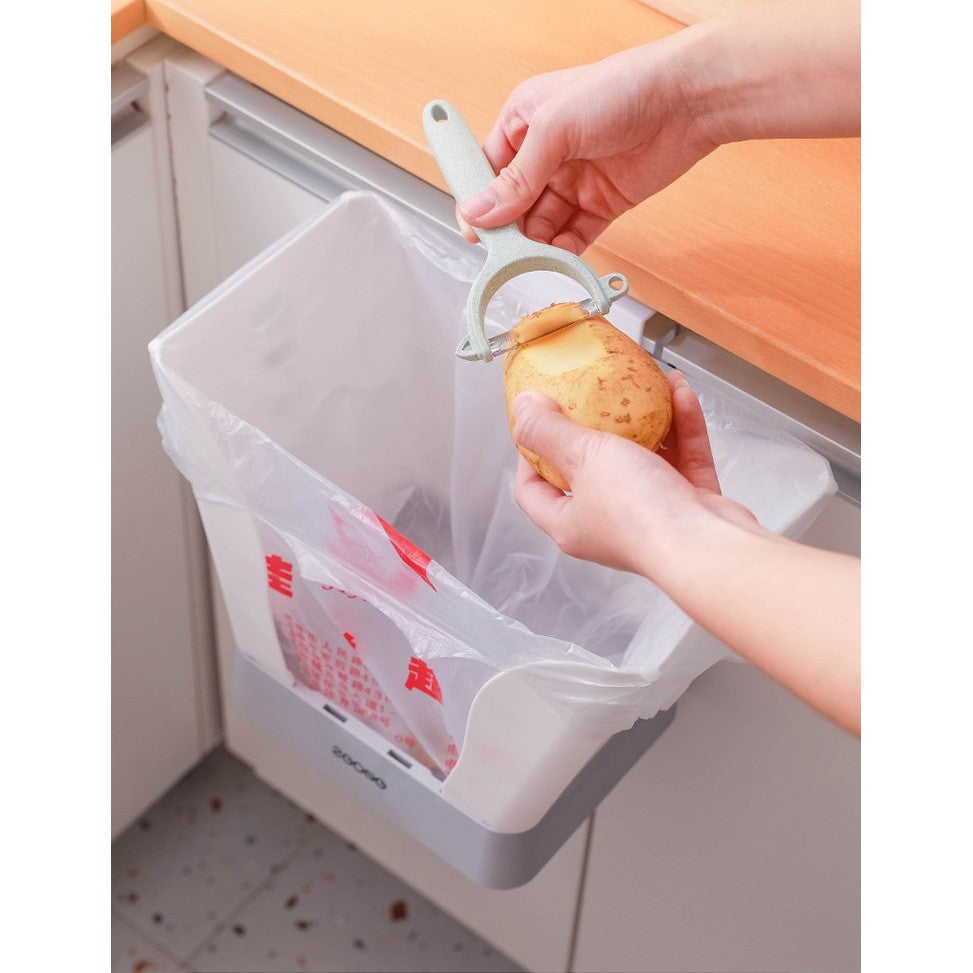 Cos de Gunoi Extensibil, Flippy, din Plastic, Reglabil, Pliabil, Versatil, pentru Bucatarie, Baie sau Birou, Cos Universal, 21x25x17 cm, Alb Gri-1