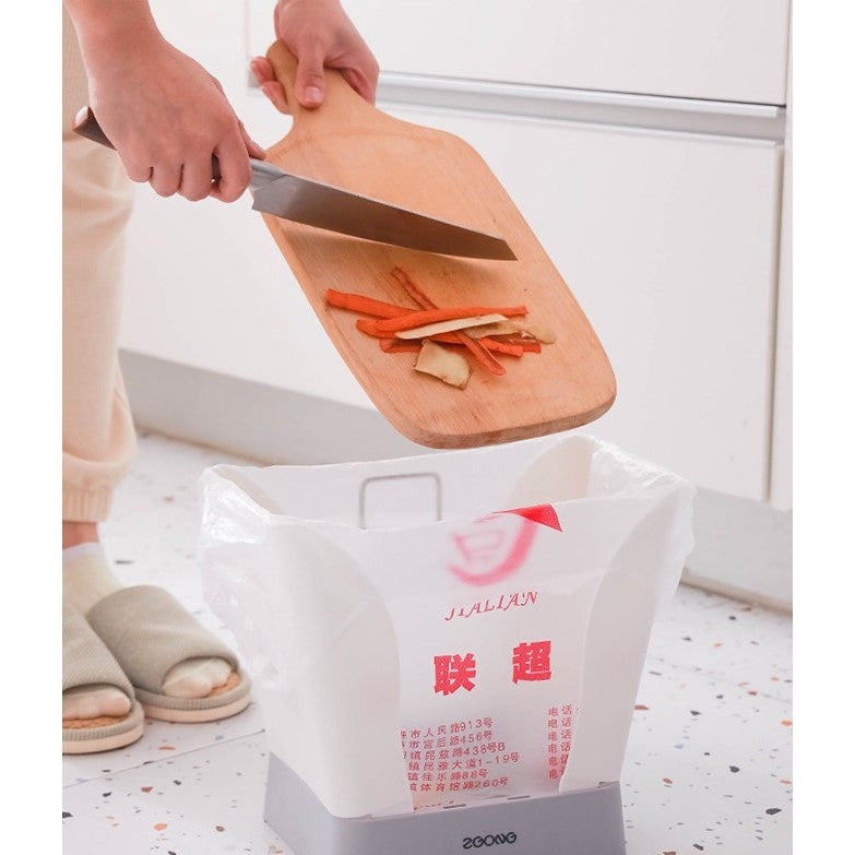 Cos de Gunoi Extensibil, Flippy, din Plastic, Reglabil, Pliabil, Versatil, pentru Bucatarie, Baie sau Birou, Cos Universal, 21x25x17 cm, Alb Gri-2