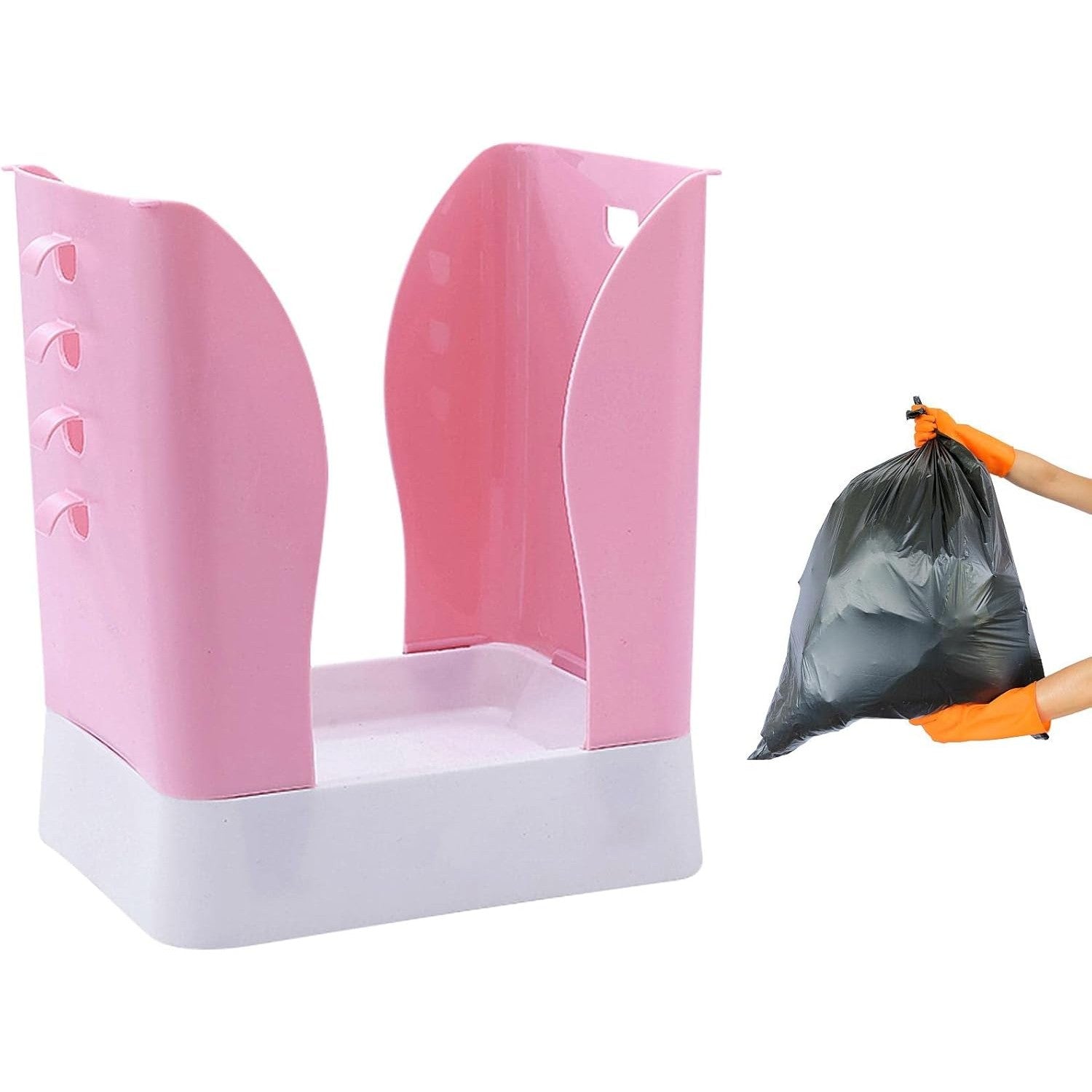 Cos de Gunoi Extensibil, Flippy, din Plastic, Reglabil, Pliabil, Versatil, pentru Bucatarie, Baie sau Birou, Cos Universal, 21x25x17 cm, Roz Alb-1