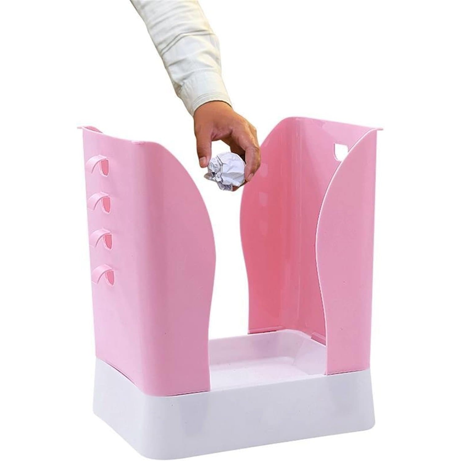 Cos de Gunoi Extensibil, Flippy, din Plastic, Reglabil, Pliabil, Versatil, pentru Bucatarie, Baie sau Birou, Cos Universal, 21x25x17 cm, Roz Alb-7