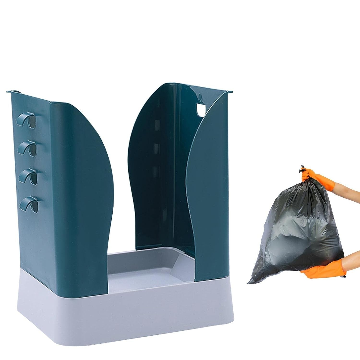 Cos de Gunoi Extensibil, Flippy, din Plastic, Reglabil, Pliabil, Versatil, pentru Bucatarie, Baie sau Birou, Cos Universal, 21x25x17 cm, Albastru Gri-2