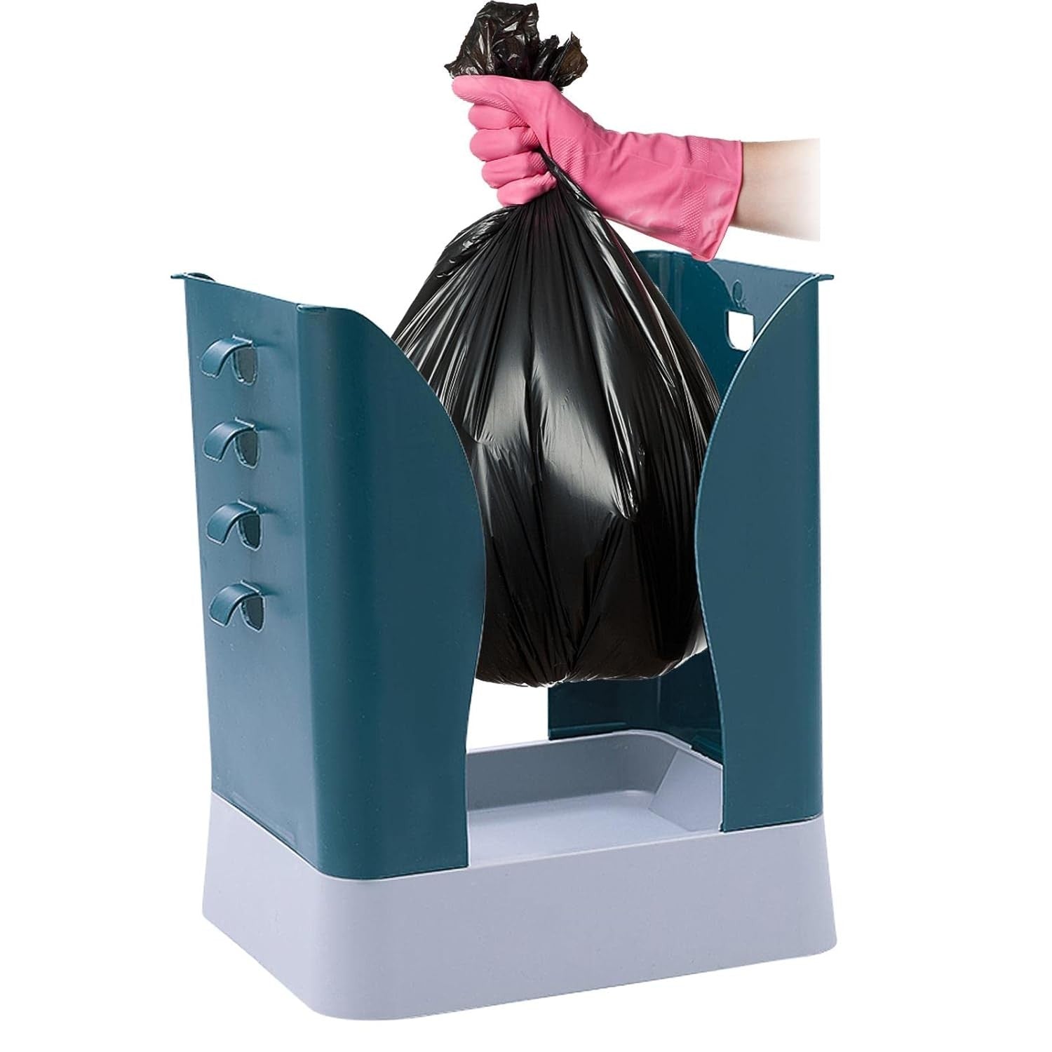 Cos de Gunoi Extensibil, Flippy, din Plastic, Reglabil, Pliabil, Versatil, pentru Bucatarie, Baie sau Birou, Cos Universal, 21x25x17 cm, Albastru Gri-7