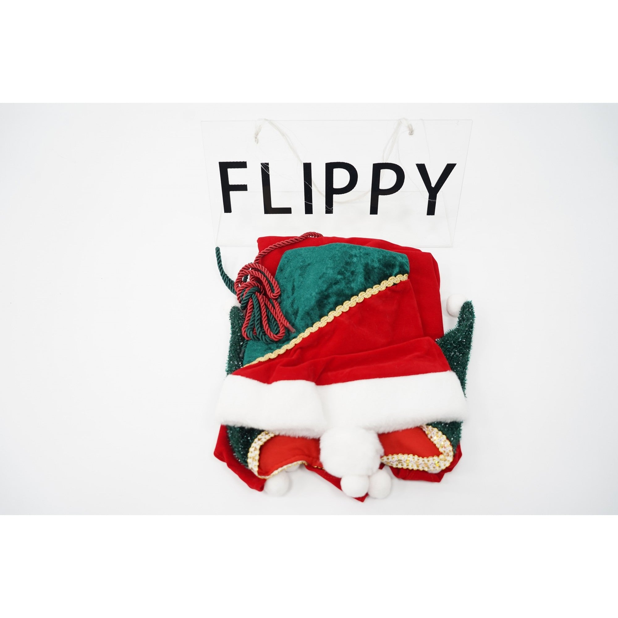 Costum Craciun, Flippy, Spiridus, rosu, 7 - 9 ani, catifea-4