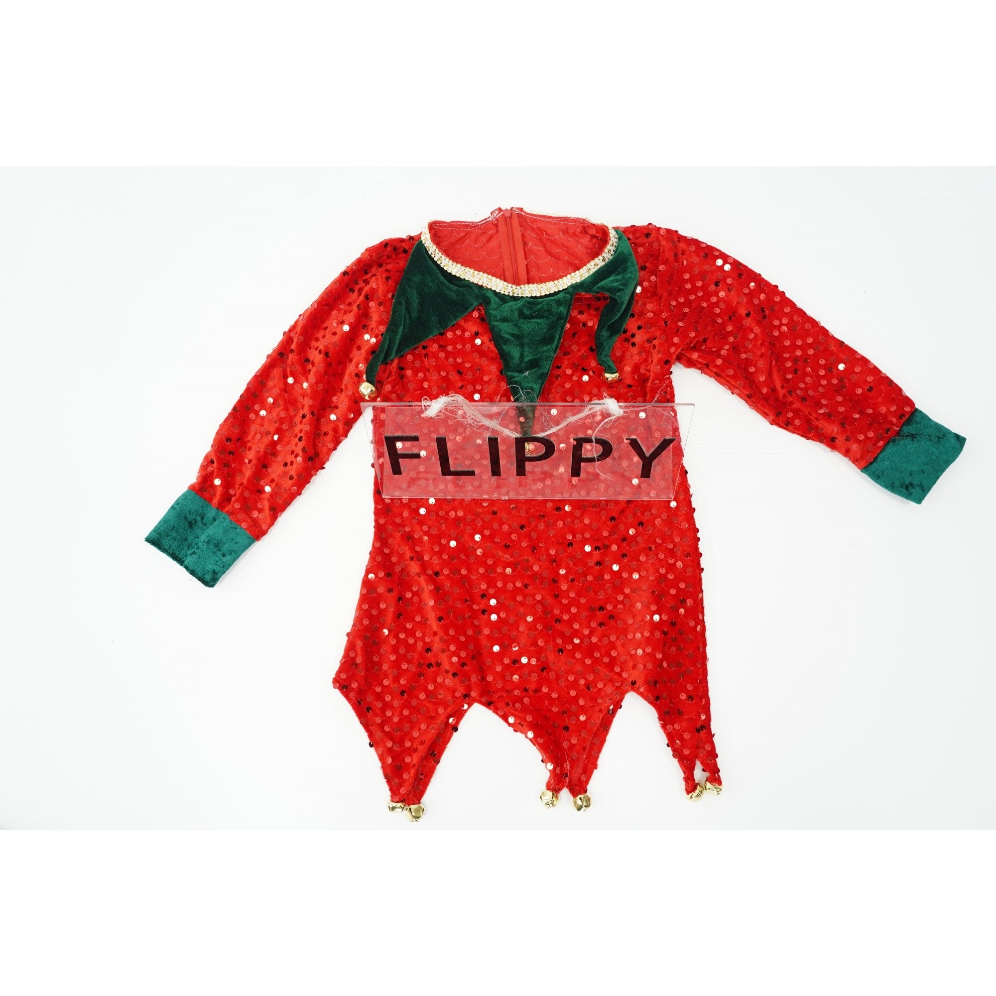 Costum Craciun, Flippy, Spiridus, rosu, 7 -9 ani, catifea-1