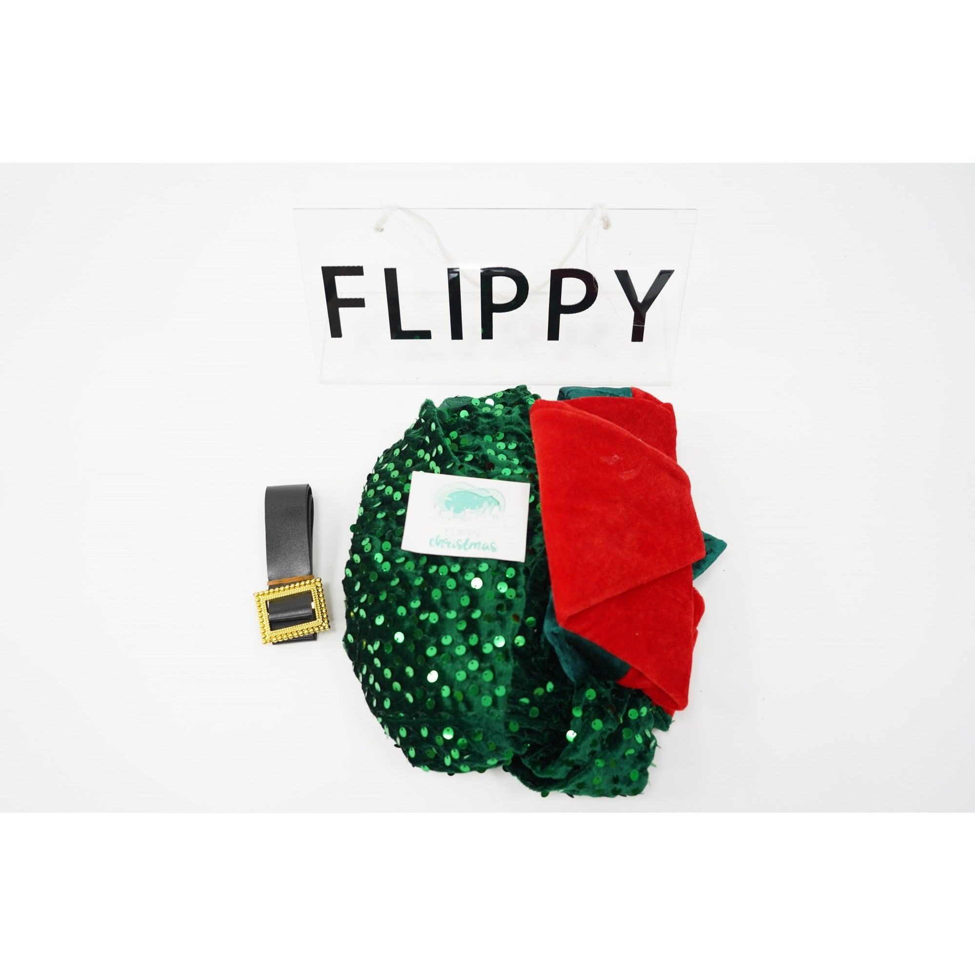 Costum Craciun, Flippy, Spiridus, rosu, 7 -9 ani, catifea-5