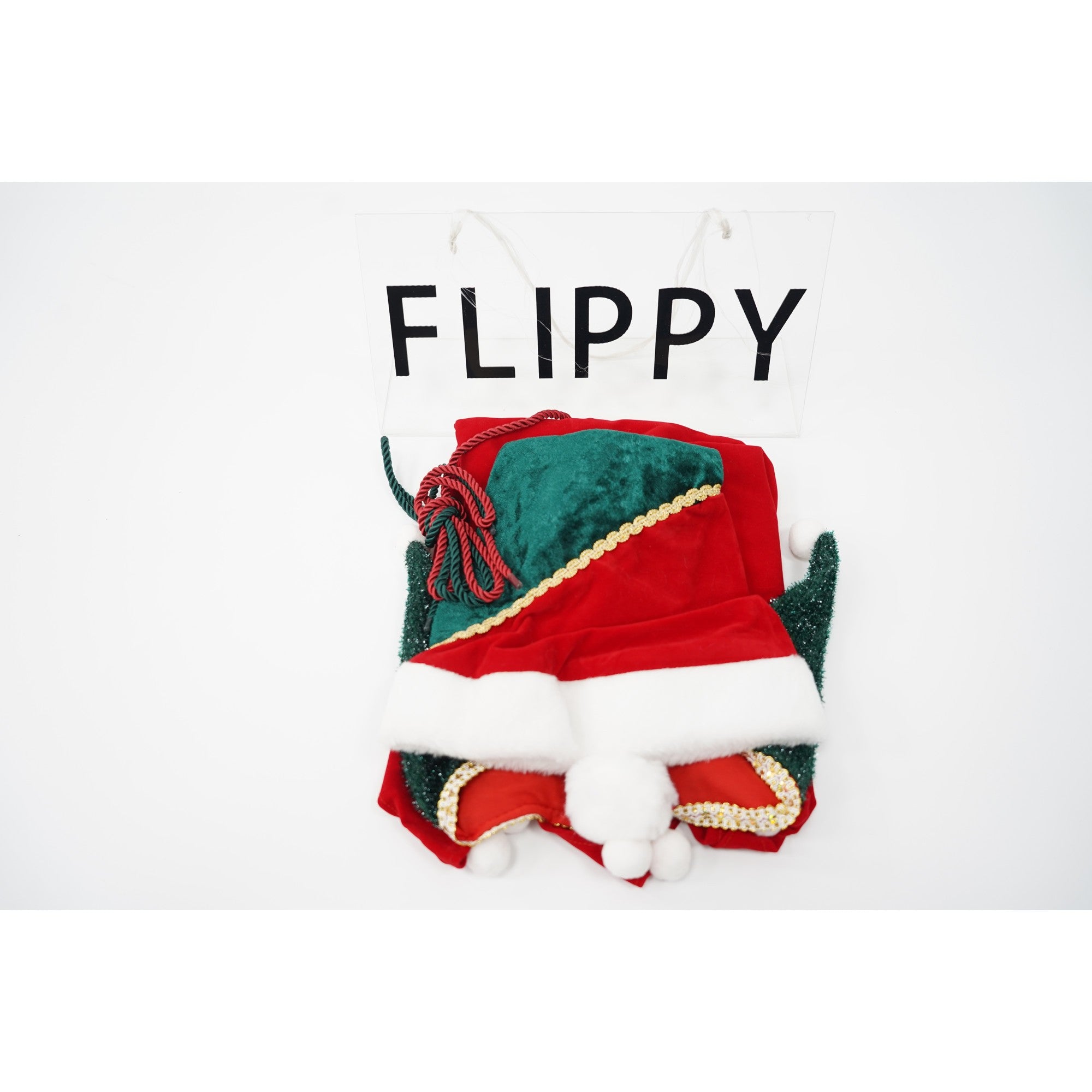 Costum Craciun pentru Fetite, Flippy, Spiridus, rosu, 4 - 6 ani, catifea-2