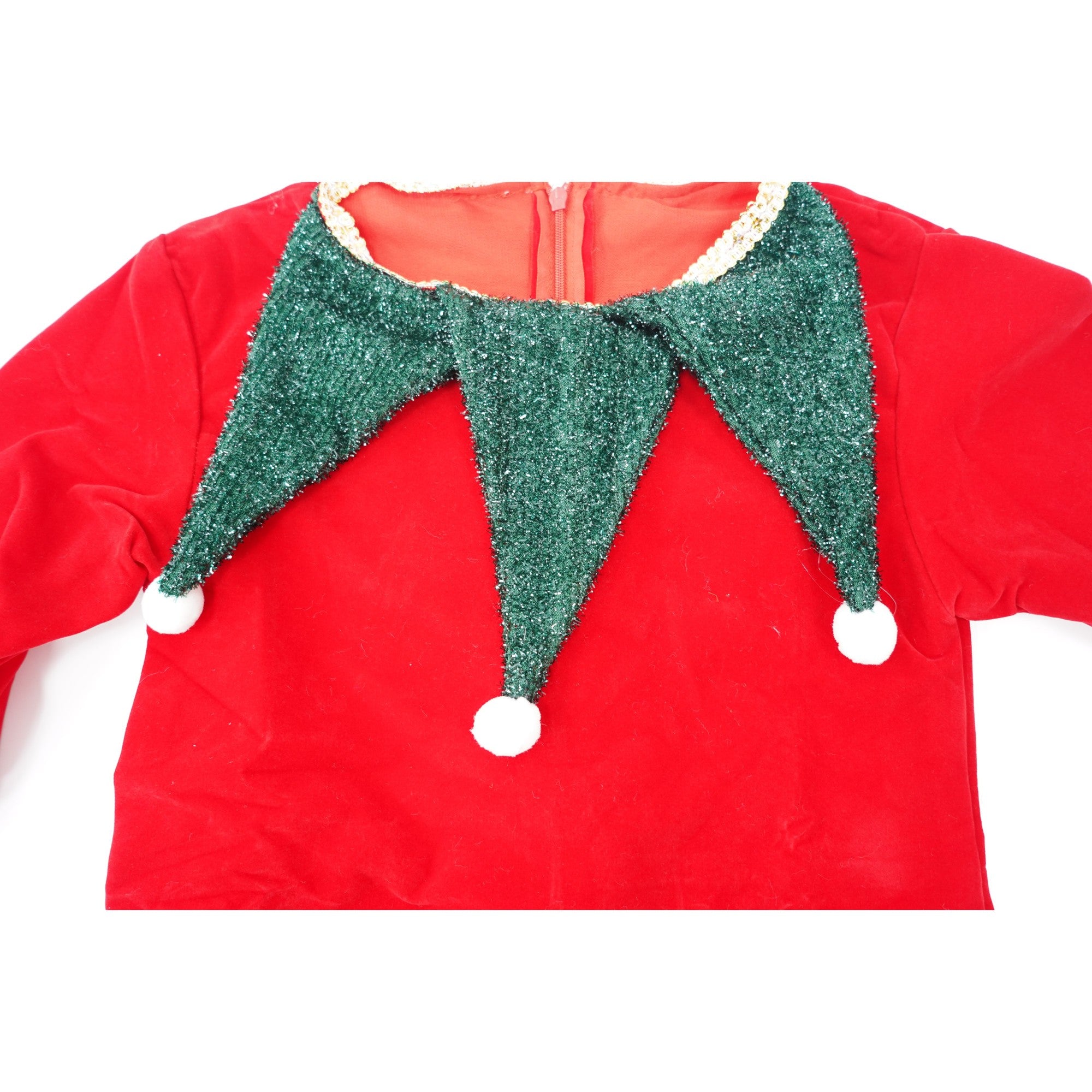 Costum Craciun pentru Fetite, Flippy, Spiridus, rosu, 4 - 6 ani, catifea-5