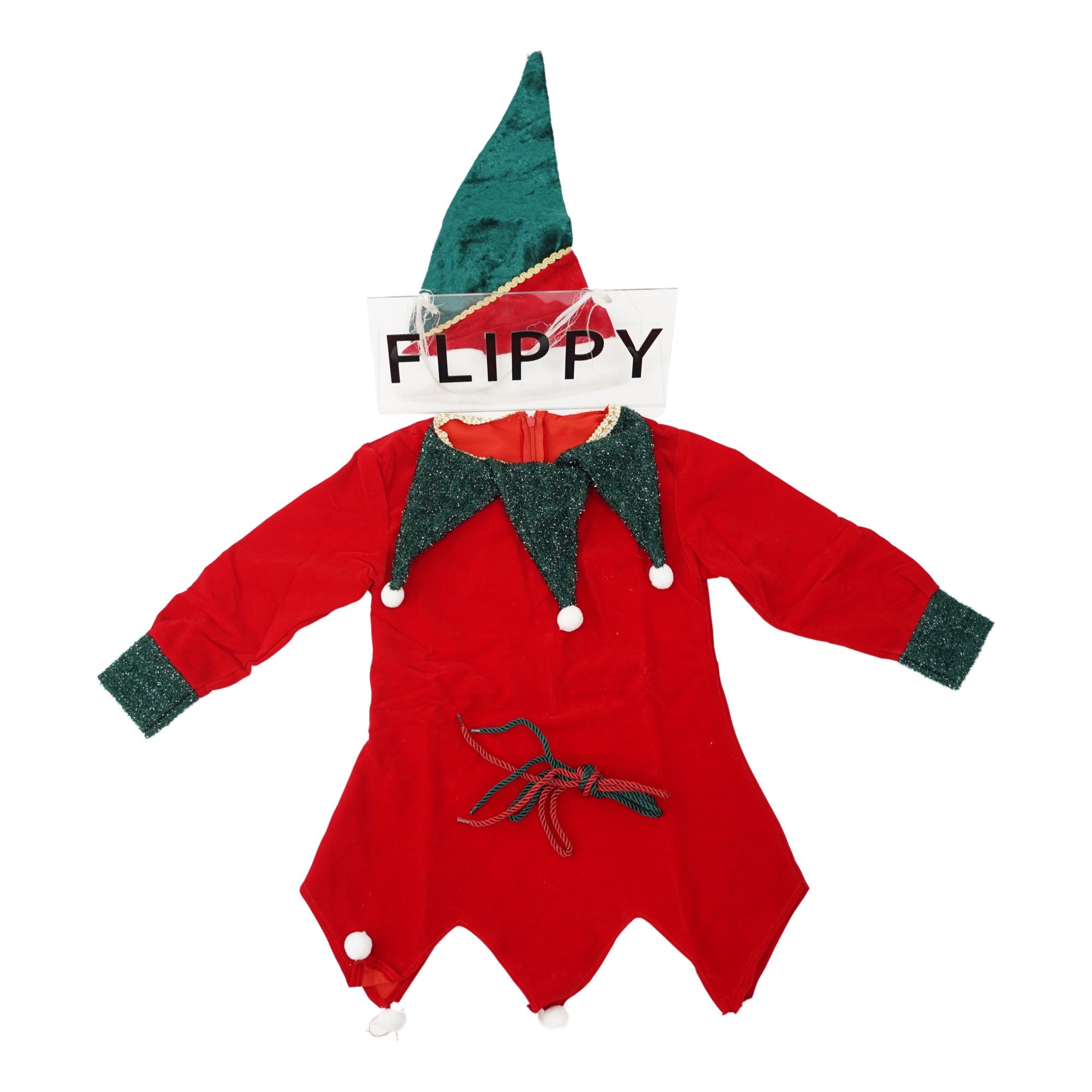 Costum Craciun pentru Fetite, Flippy, Spiridus, rosu, 4 - 6 ani, catifea-0