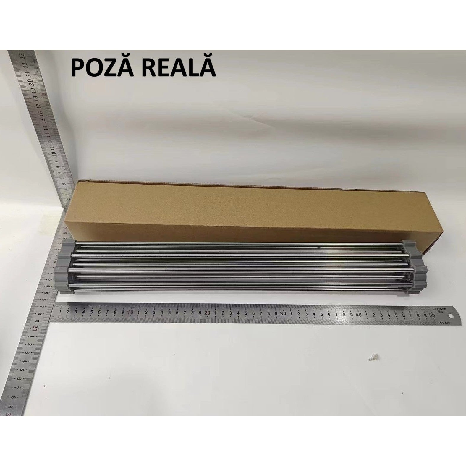 Covoras de Scurgere pentru Chiuveta Bucatarie, din Otel Inoxidabil, Suport Chiuveta, Pliabil, Antiderapant, Usor de Curatat si de Depozitat, 47x37cm, 18 Tuburi, Gri-6