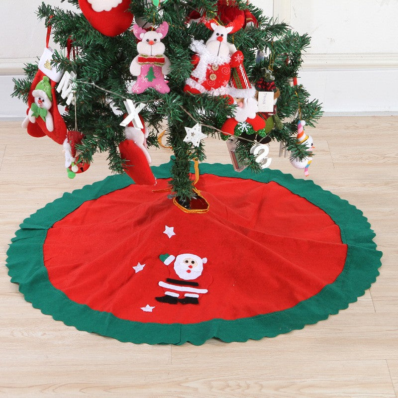 Covoras pentru Bradul de Craciun, Flippy, din Tesatura Pufoasa, cu Fundite de Prindere, Model Mos Craciun, Rosu/ Verde, Diametru 90 cm-6