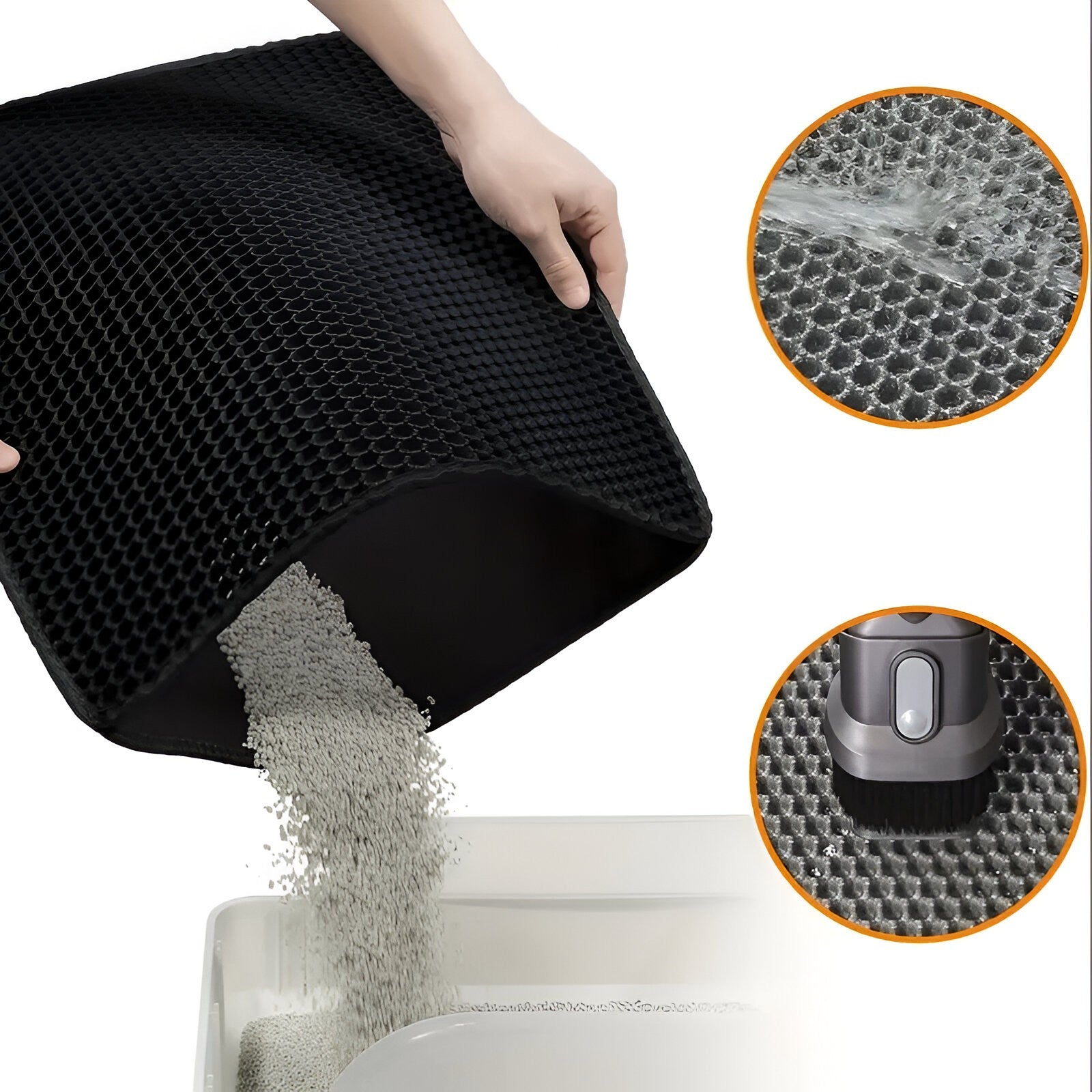 Covoras pentru Litiera, Flippy, Covor cu Doua Fete pentru Pisici, Rezistent la Apa, Colectare Granule de Nisip, Antiderapant, 40x50 cm, Negru-10