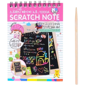 Caiet cu fise razuibile Flippy, DIY Magic Scratch, 12 File, Curcubeu, Creion din Lemn, Cartonase negre, 14.5 x 10 cm, roz-0