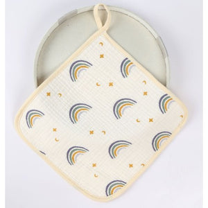 Prosop Absorbant din Bumbac pentru Bebelusi, Flippy, 25x25 cm, Model Curcubee, cu Agatatoare,-0