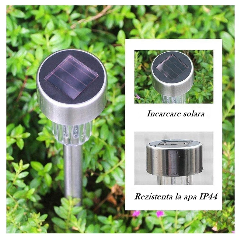 Lampa solara LED de exterior pentru gradina Flippy, dispersor normal, 0.06W, Inox, 29 cm-6