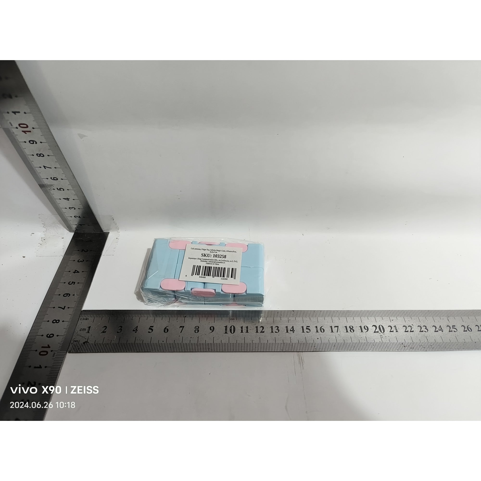 Cub antistres, Fidget Toy, Infinity Magic Cube, Albastru/Roz, 4x4x4 cm-7