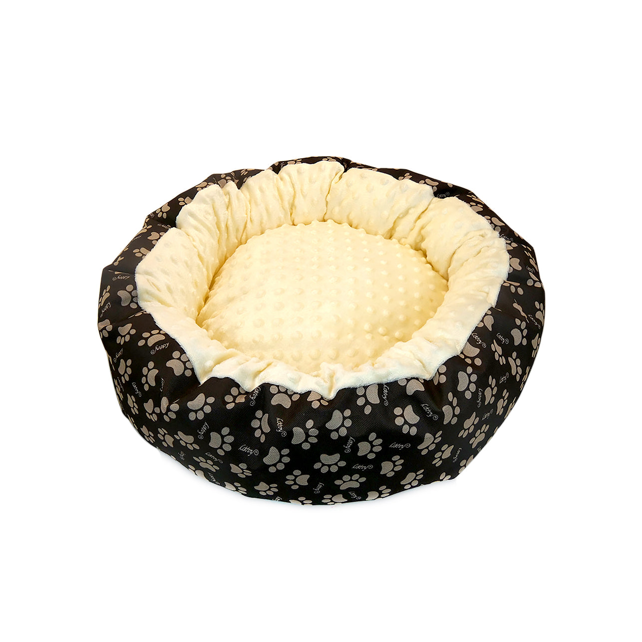 Culcus moale cu perna, pentru caine/pisica, Model Minky, culoare galben, impermeabil, baza antiderapanta, 50 cm-0