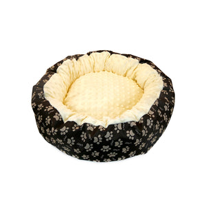 Culcus moale cu perna, pentru caine/pisica, Model Minky, culoare galben, impermeabil, baza antiderapanta, 50 cm-0