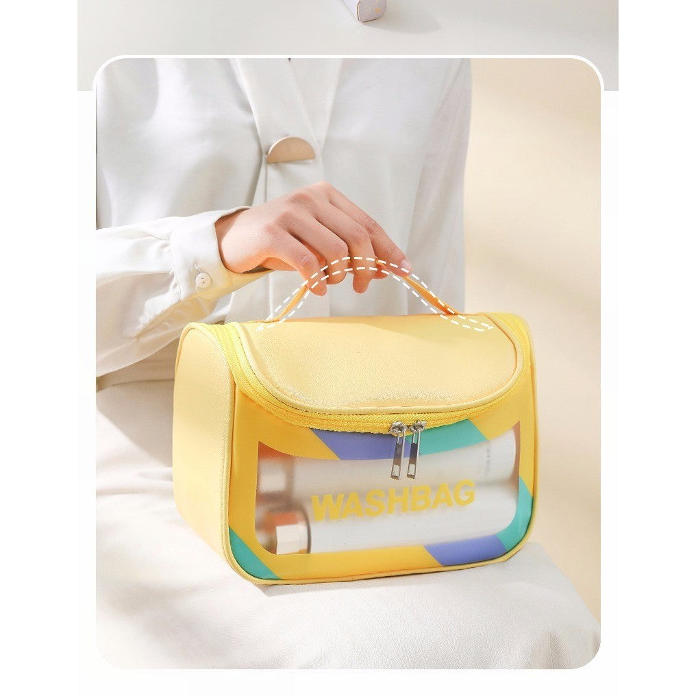 Geanta Cosmetice de Voiaj Flippy, Impermeabila, Translucidă Mata, 22 x 16 x 14 cm, Galben-1