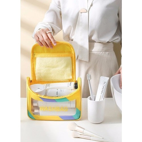 Geanta Cosmetice de Voiaj Flippy, Impermeabila, Translucidă Mata, 22 x 16 x 14 cm, Galben-5