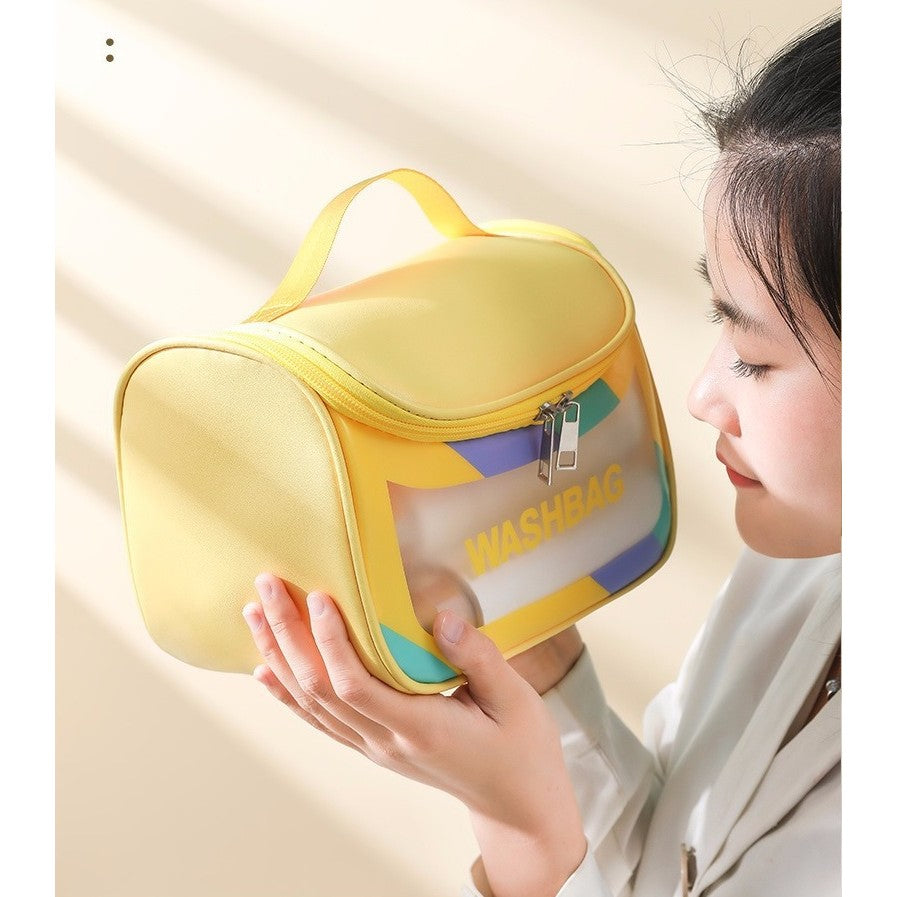 Geanta Cosmetice de Voiaj Flippy, Impermeabila, Translucidă Mata, 22 x 16 x 14 cm, Galben-7