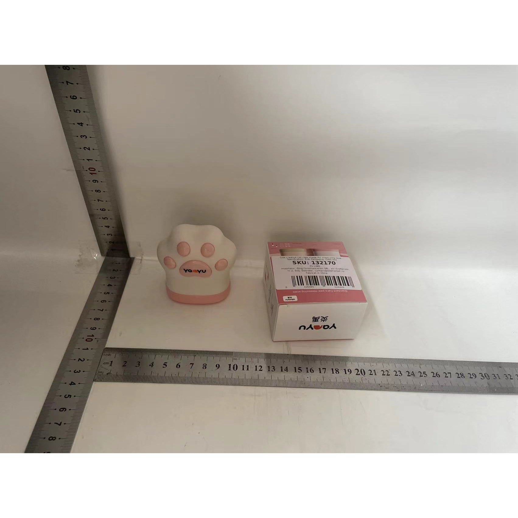 Ruleta Portabila, Flippy, Model Labuta de Pisica, cu Prindere, pentru Masurat, 1.5m, Roz-1