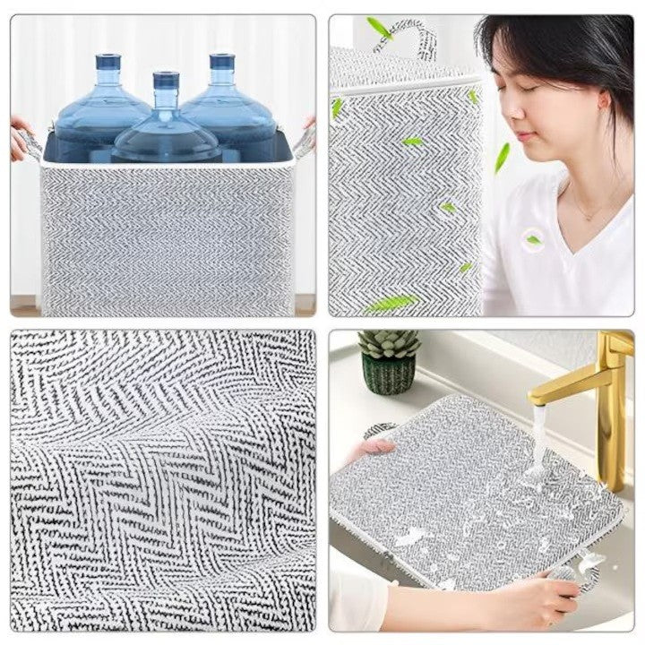 Cutie de Depozitare cu Fermoar, Flippy, Pliabila, Maner Ranforsat, Fermoar Rezistent, pentru Haine, Paturi, Plapumi, Perne, Lenjerii de Pat, Jucarii, 61x50x71 cm, 210 Litri, Gri-3