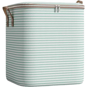 Cutie de Depozitare cu Fermoar, Flippy, Pliabila, Maner Ranforsat, Fermoar Rezistent, pentru Haine, Paturi, Plapume, Perne, Lenjerii de Pat, Jucarii, 50x40x50 cm, 100 Litri, in Dungi, Verde-0