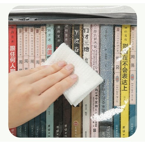Cutie de Depozitare, Flippy, din PVC + Textil, Rezistenta la Apa, Geanta pentru Carti, 32x24x25 cm, Transparent-Alb-3