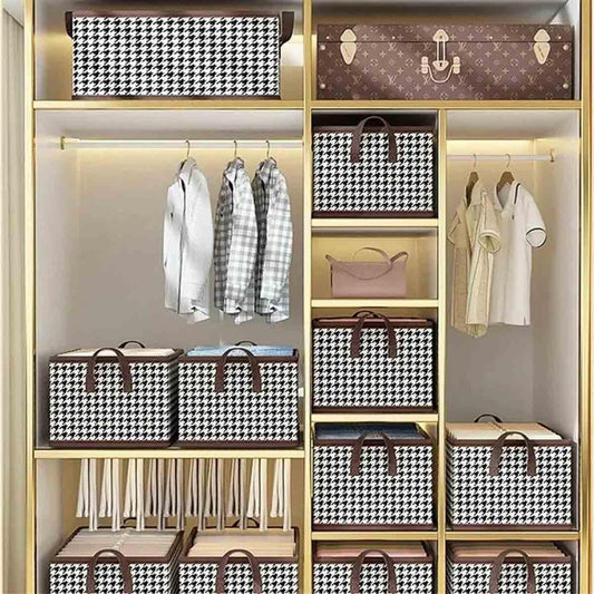 Cutie De Depozitare, Flippy, Pentru Haine, Lenjerie, Sosete Si Sutiene, Material Textil, 6 Compartimente, 44x30x20 cm, Culoare Alb-Negru-1