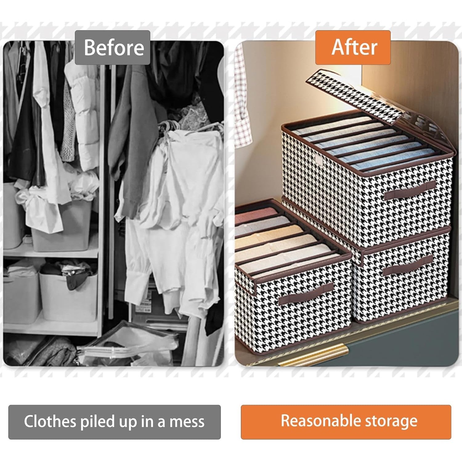 Cutie De Depozitare, Flippy, Pentru Haine, Lenjerie, Sosete Si Sutiene, Material Textil, 6 Compartimente, 44x30x20 cm, Culoare Alb-Negru-6