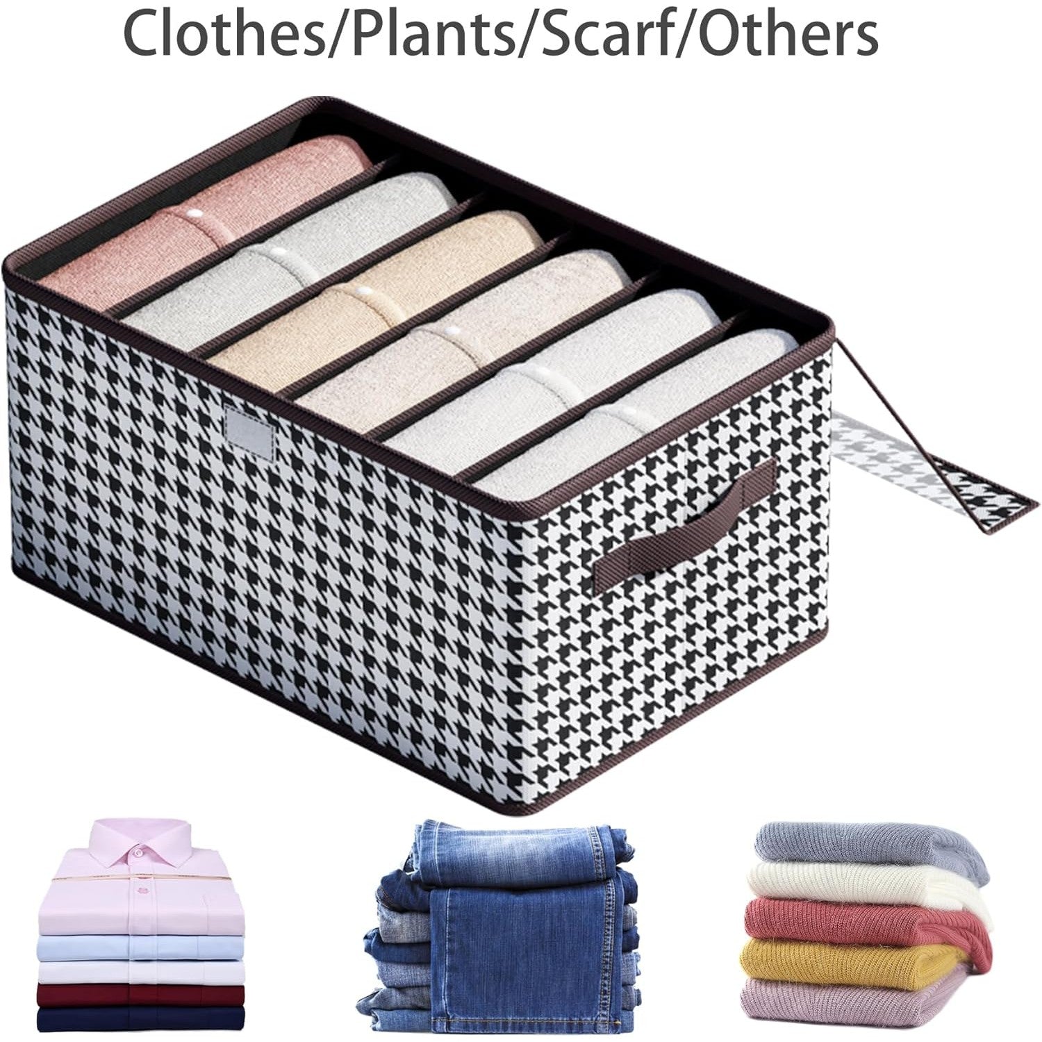 Cutie De Depozitare, Flippy, Pentru Haine, Lenjerie, Sosete Si Sutiene, Material Textil, 6 Compartimente, 44x30x20 cm, Culoare Alb-Negru-8