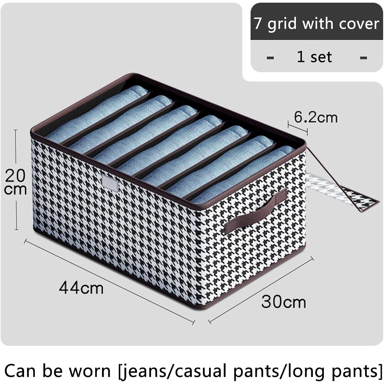 Cutie De Depozitare, Flippy, Pentru Haine, Lenjerie, Sosete Si Sutiene, Material Textil, 7 Compartimente, 44x30x20 cm, Culoare Alb-Negru-4