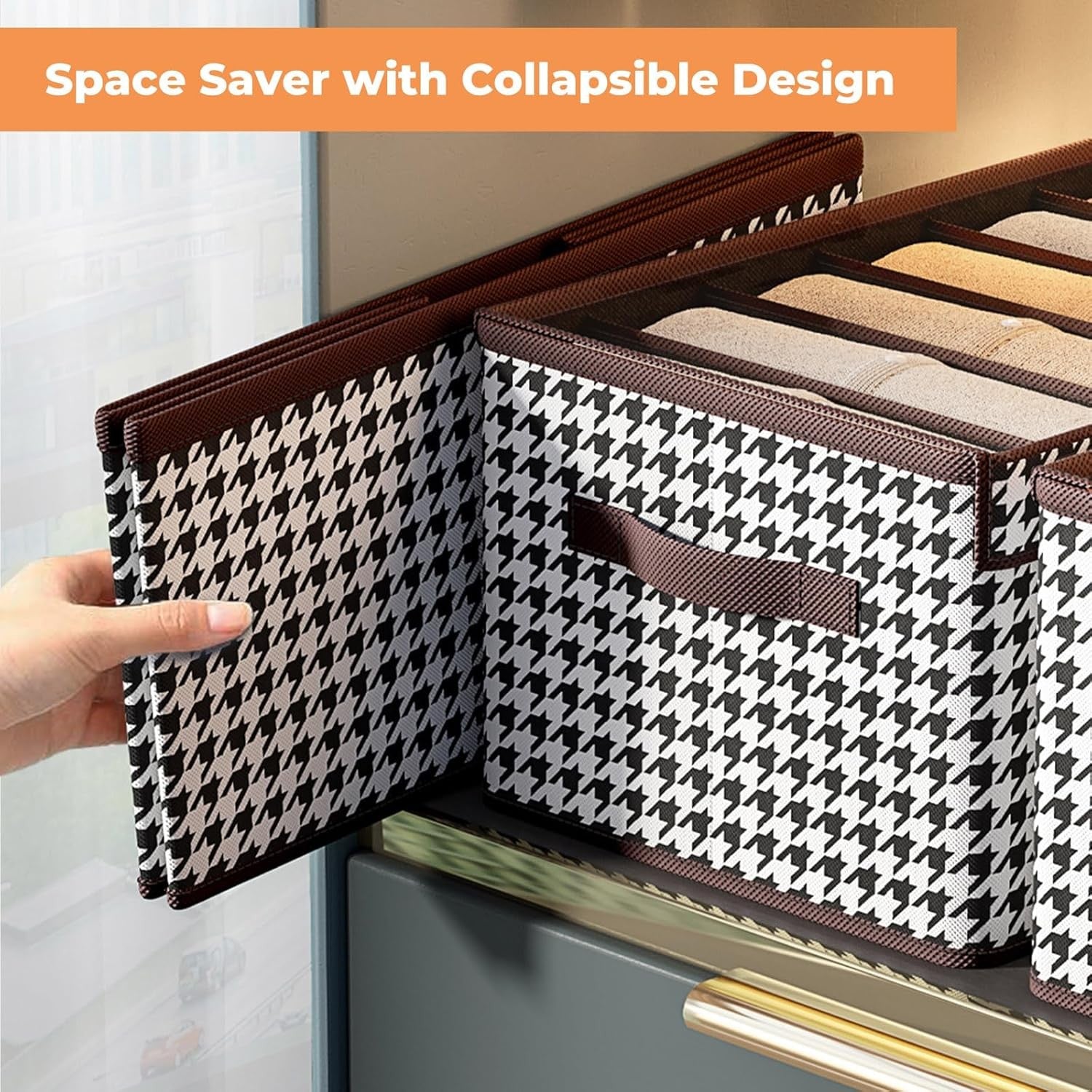 Cutie De Depozitare, Flippy, Pentru Haine, Lenjerie, Sosete Si Sutiene, Material Textil, 7 Compartimente, 44x30x20 cm, Culoare Alb-Negru-7