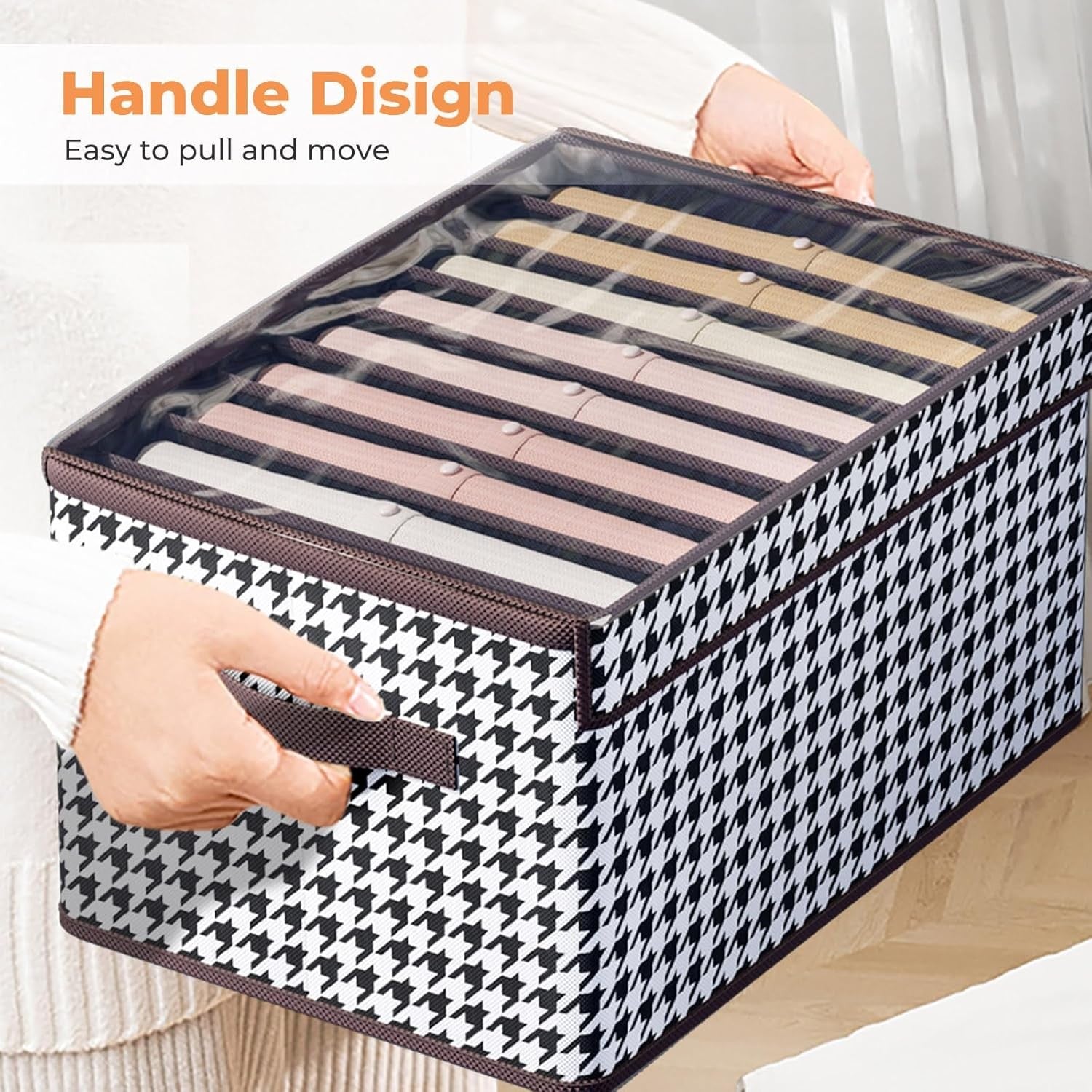 Cutie De Depozitare, Flippy, Pentru Haine, Lenjerie, Sosete Si Sutiene, Material Textil, 7 Compartimente, 44x30x20 cm, Culoare Alb-Negru-8