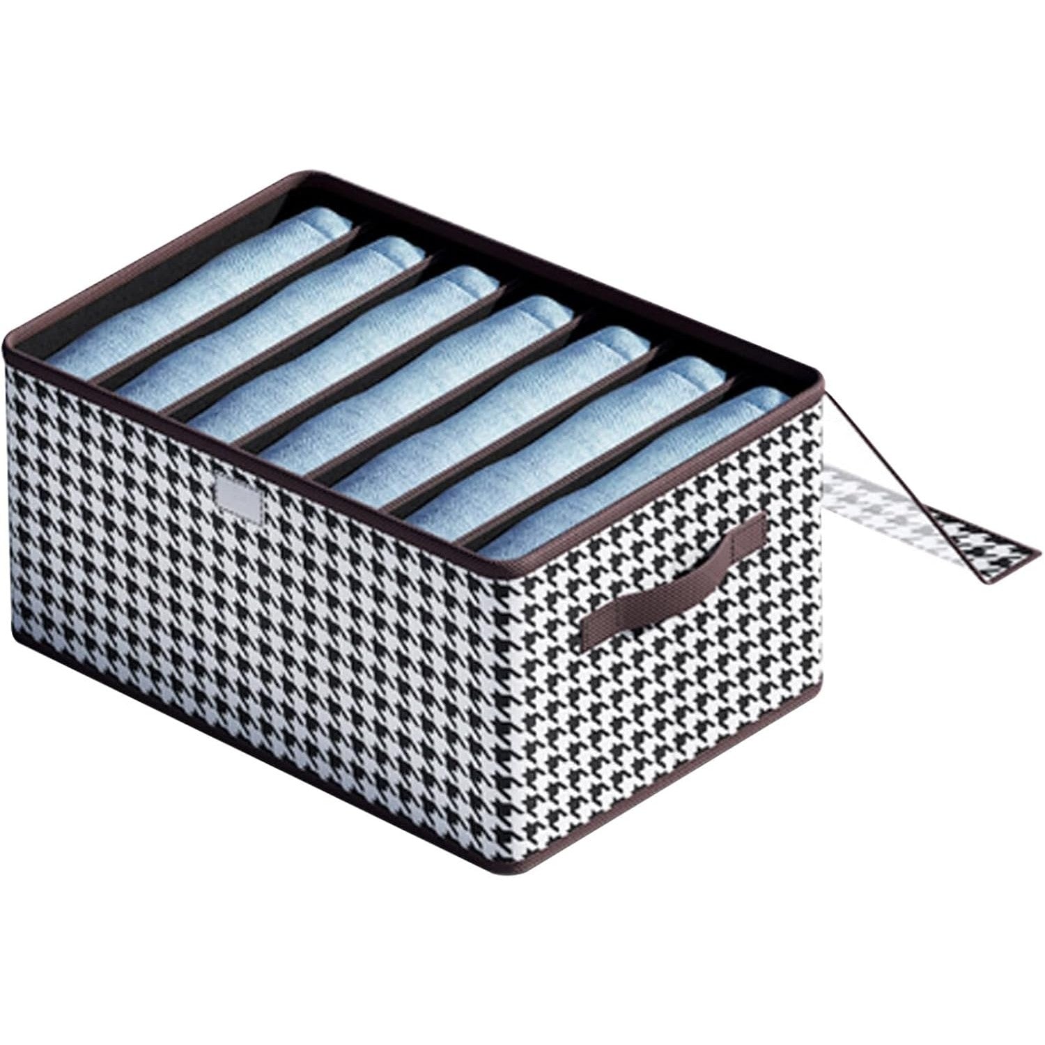 Cutie De Depozitare, Flippy, Pentru Haine, Lenjerie, Sosete Si Sutiene, Material Textil, 7 Compartimente, 44x30x20 cm, Culoare Alb-Negru-9