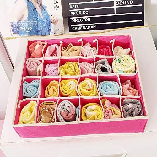 Cutie De Depozitare, Flippy, Pentru Lenjerie, Sosete Si Sutiene, Material Textil, 24 Compartimente, 32 x 32 x 10 cm, Culoare Roz-5