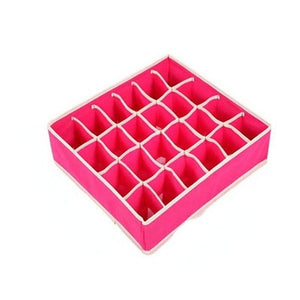 Cutie De Depozitare, Flippy, Pentru Lenjerie, Sosete Si Sutiene, Material Textil, 24 Compartimente, 32 x 32 x 10 cm, Culoare Roz-0