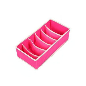 Cutie De Depozitare, Flippy, Pentru Lenjerie, Sosete Si Sutiene, Material Textil, 6 Compartimente, 32 x 16 x 10 cm, Culoare Roz-0