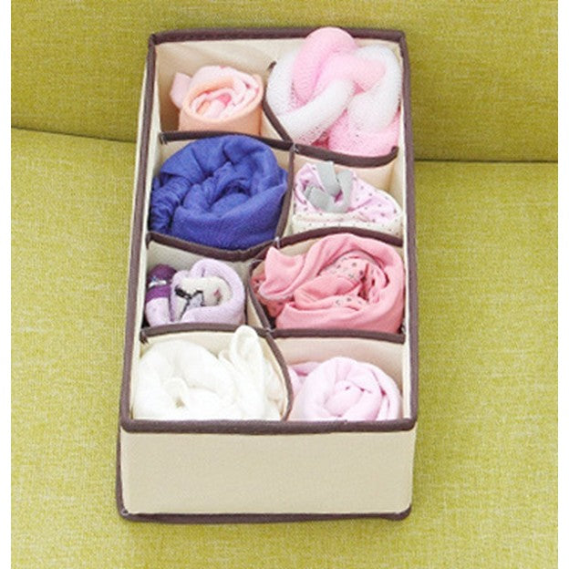 Cutie De Depozitare, Flippy, Pentru Lenjerie, Sosete Si Sutiene, Material Textil, 8 Compartimente, 32 x 16 x 10 cm, Culoare Bej-1