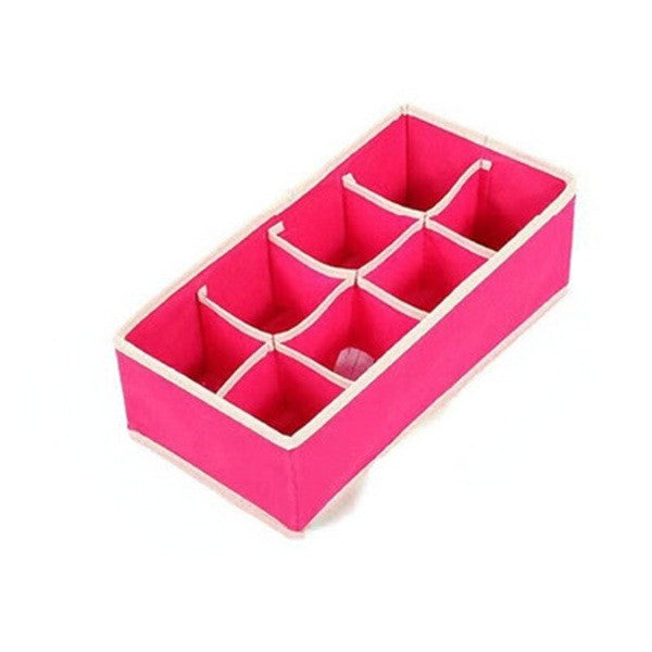 Cutie De Depozitare, Flippy, Pentru Lenjerie, Sosete Si Sutiene, Material Textil, 8 Compartimente, 32 x 16 x 10 cm, Culoare Roz-0