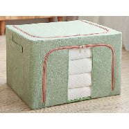 Cutie de depozitare pliabila, Flippy, Cu fermoar, 66 L, Textil, 50x40x33 cm, Cadru Metalic, Suport Baza Stabil din Plastic, Verde-0