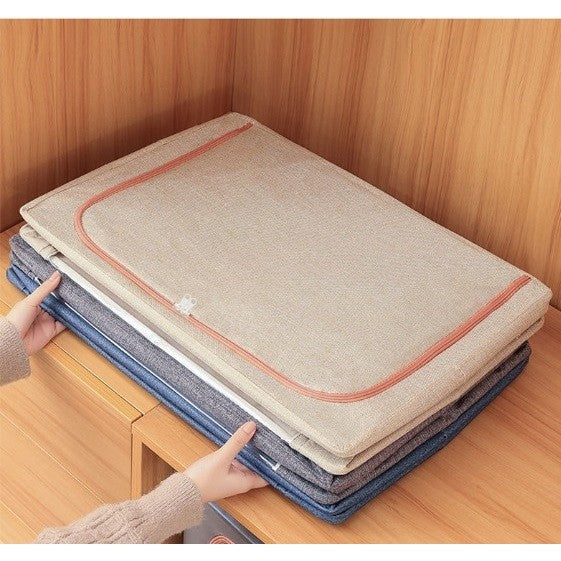 Cutie de Depozitare Pliabila, Flippy, 66 L, din Bumbac si In, 50x40x33 cm, 2 Ferestre, Frontala si Laterala, 2 Usi de Acces cu Fermoar Bidirectional, Cadru Metalic, Suport Baza Stabil din Plastic, Roz Pudrat-2