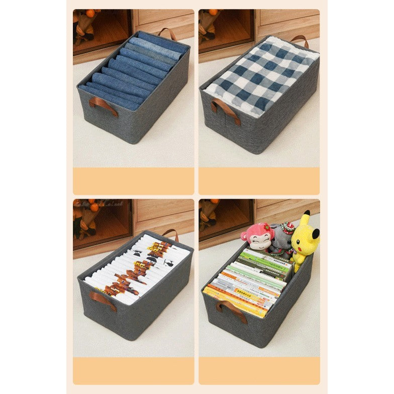 Cutie de Depozitare Tip Cos, Flippy, Material Textil, Pliabila, 47x35x30 cm, 50 l, Cadru Metalic, cu Manere, Gri-4