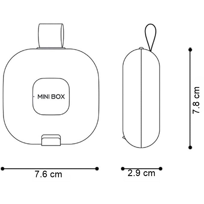 Cutie Depozitare Medicamente, Flippy, 4 Compartimente, Inchidere Etans, Portabila, Patrat, Alb/Negru, PP, 7.6x2.9x7.8 cm-2