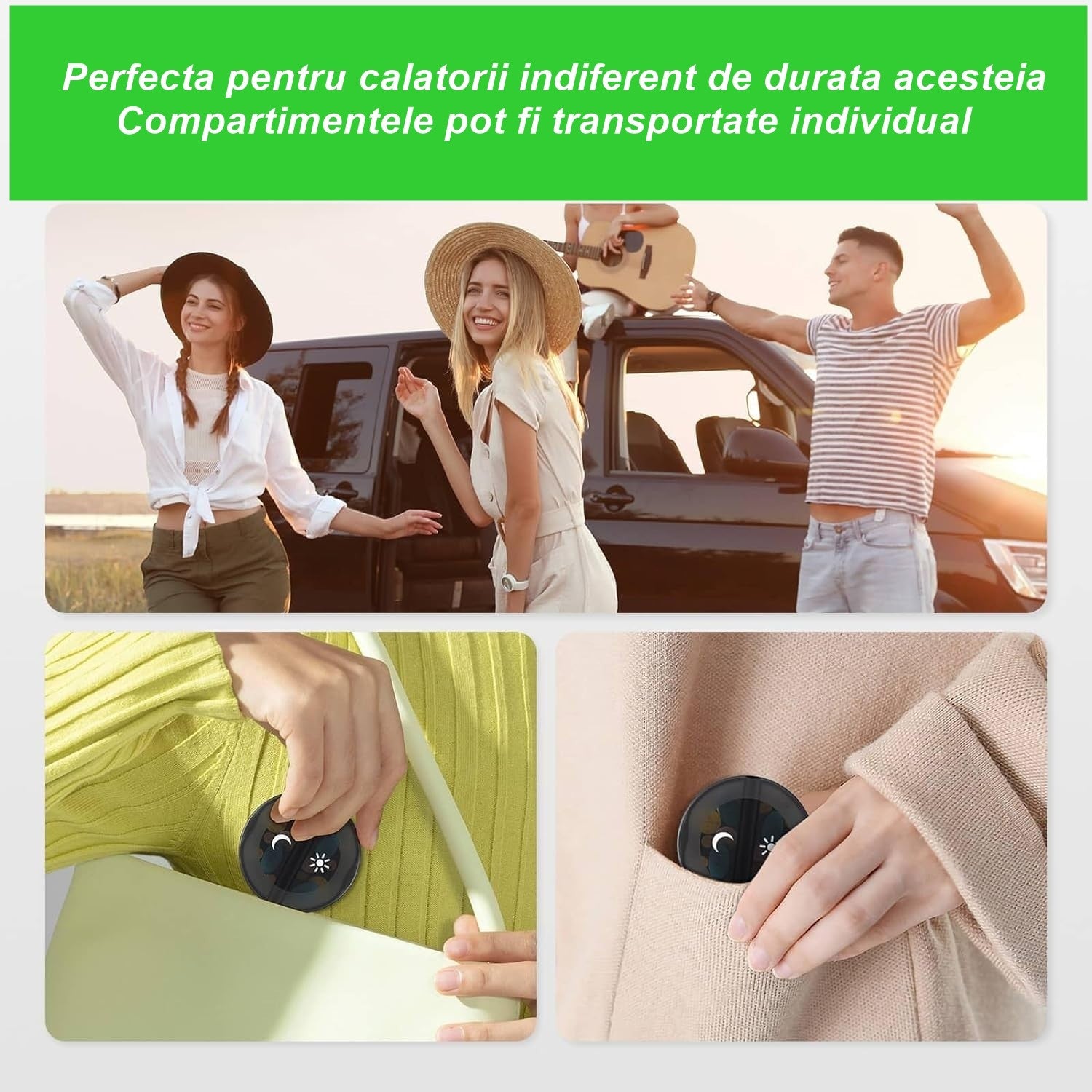 Cutie Depozitare Medicamente, Flippy, 7 Zile, 14 Compartimente, Cutie Suport, Recipiente Detasabile, Portabila, Negru, 17.5x11x9.5 cm-1