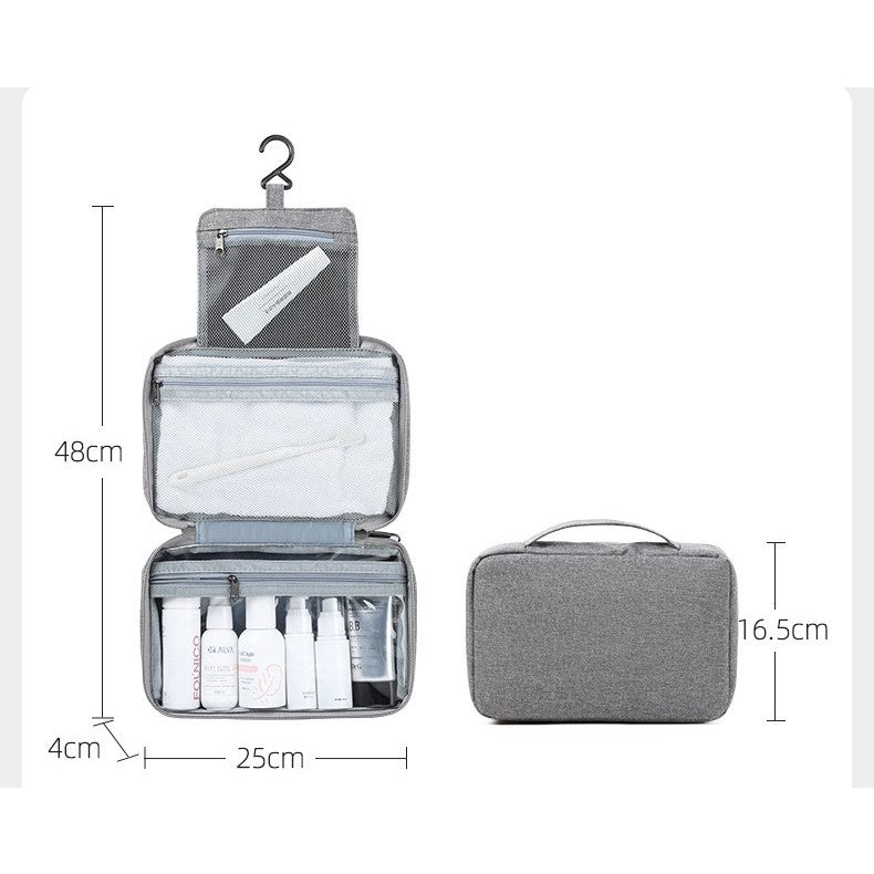 Geanta cosmetice voiaj, Flippy, material textil, impermeabil, Gri, 12.5 x 9 x 22 cm-7