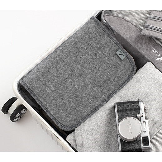 Geanta cosmetice voiaj, Flippy, material textil, impermeabil, Gri, 12.5 x 9 x 22 cm-8