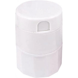 Cutie Pastile Multifunctionala, Flippy, 4 in 1, Pahar Apa, Taiere, Sfaramare, Depozitare, Compact, ABS cu Lama din Inox, Alb, 8.7x6.2x4.1 cm-0